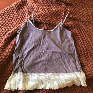 Purple tank top with lace trim